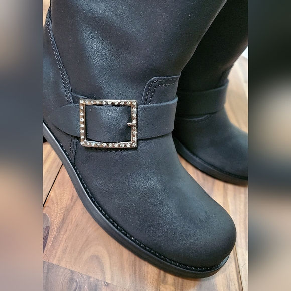 Jimmy Choo Brushed Suede Combat Boots with Crystals, Size 36½ - Picture 2 of 11